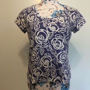 Madison Organics purple & white floral top medium